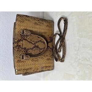 Michael Kors Snakeskin Embossed Tote Shoulder Bag Luxe Neutral Python Print READ